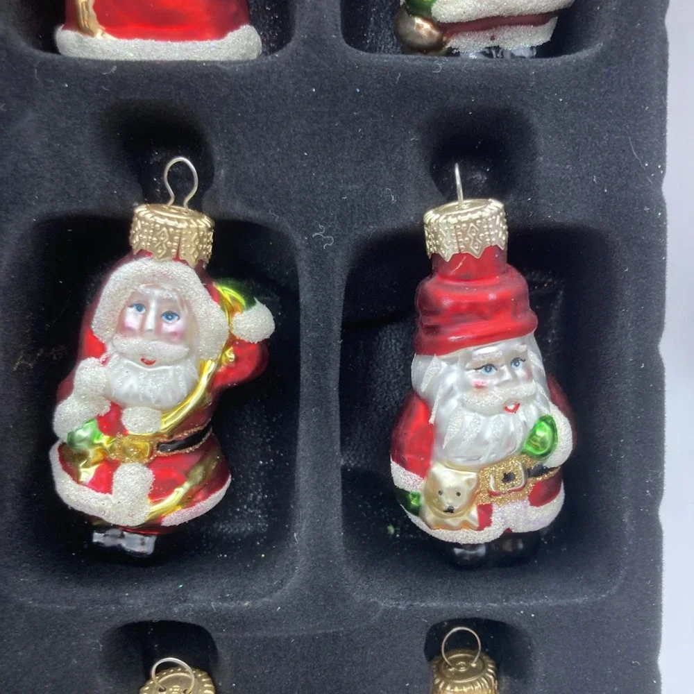 MACY'S Holiday Lane Christmas Box Set of 12 Glass Santa Claus 2